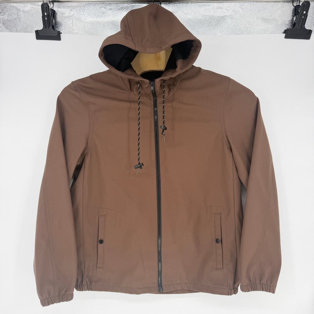 Nomad by Craft + Flow Mens Brown Tech Fleece Lined Hooded Jacket Large DEST1-MN